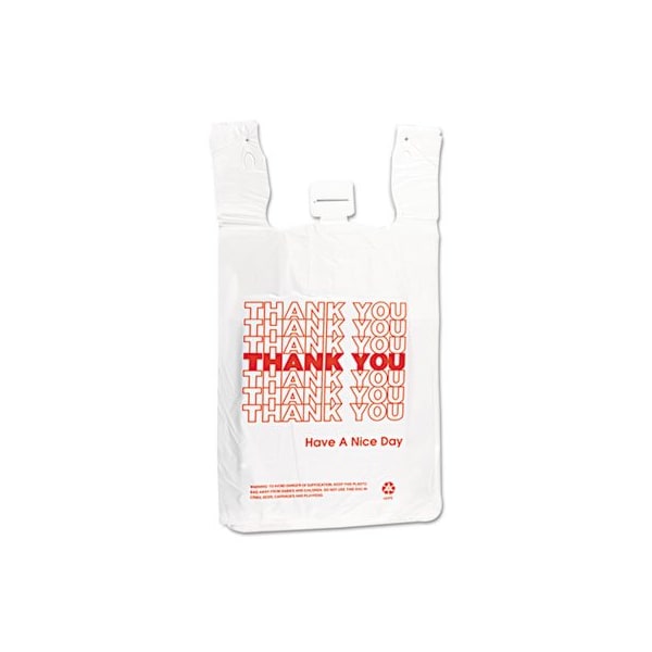 Inteplast, HDPE T-SHIRT BAGS, 14 MICRONS, 12in X 23in, WHITE, 500PK