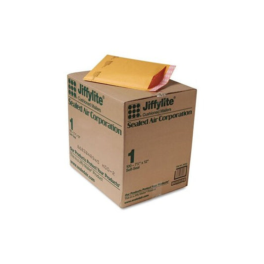 AA-Sealed Air Jiffylite&#174; Self Seal Mailer, #1, 7-1/4in x 12in, Golden Brown, 100PK