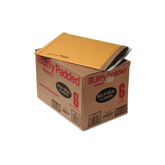 AA-Sealed Air Jiffy Padded Self Seal Mailer, #6, 12-1/2in x 19in, Natural Kraft, 50PK