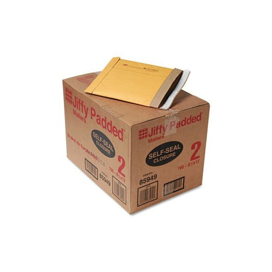 AA-Sealed Air Jiffy Padded Self Seal Mailer, #2, 8-1/2in x 12in, Natural Kraft, 100PK