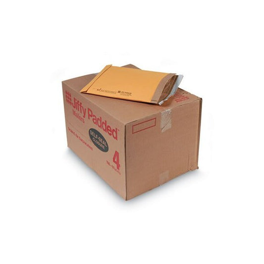 AA-Sealed Air Jiffy Padded Self Seal Mailer, #4, 9-1/2in x 14-1/2in, Natural Kraft, 100PK