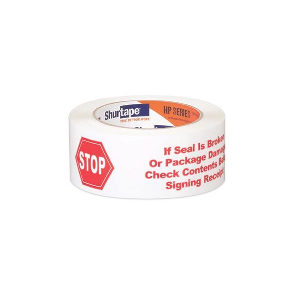 HP 240 Packing Tape, 1.88in x 109.36 yds, White with Red Print, 36/Carton, PK36