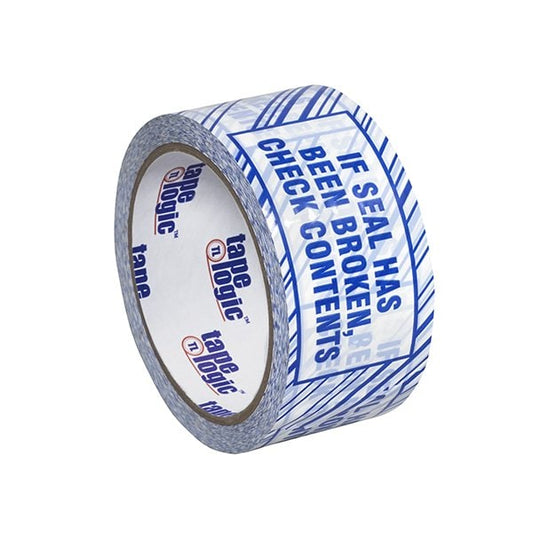 Tape Logic¬Æ Security Tape "If Seal Has Been Broken, Check Contents" 2" x 110 Yds. White/Blue