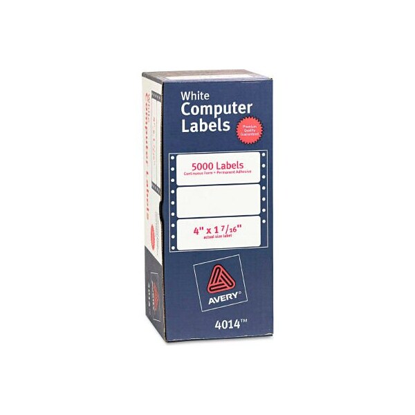 Avery¬Æ Dot Matrix Printer Address Labels, 1 Across, 1-7/16 x 4, White, 5000/Box