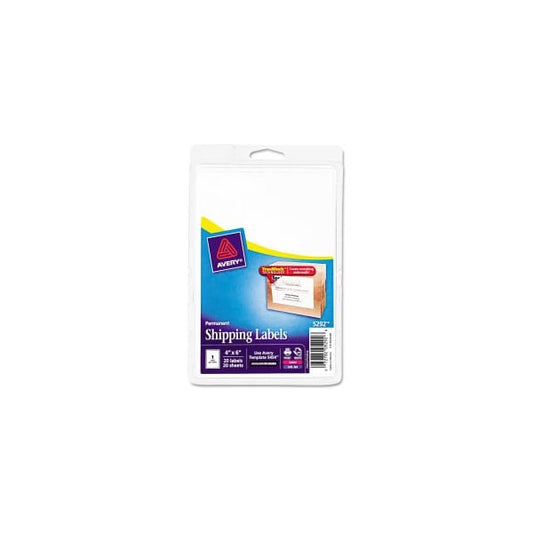 Avery Laser/Inkjet Shipping Labels w/TrueBlock Technology, 4 x 6, White, 20/PK