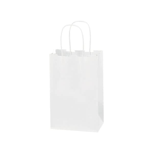 5-1/2 x 3 1/4 x 8-3/8'' White Paper Shopping Bags, 250PK