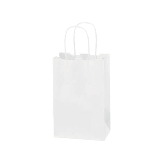 5-1/2 x 3 1/4 x 8-3/8'' White Paper Shopping Bags, 250PK