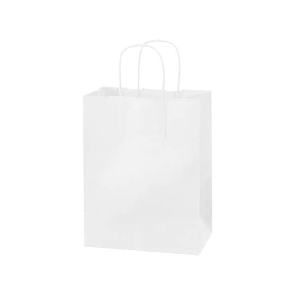 8 x 4-1/2 x 10 1/4'' White Paper Shopping Bags, 250PK