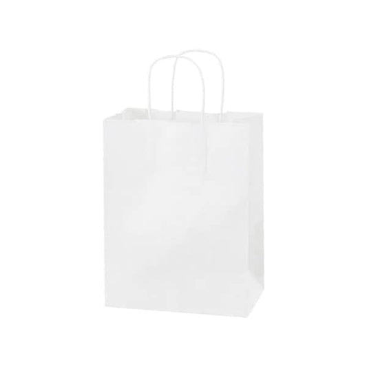 8 x 4-1/2 x 10 1/4'' White Paper Shopping Bags, 250PK