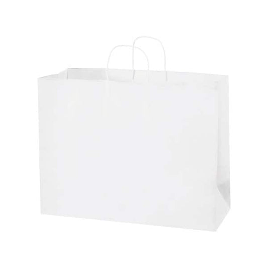 16 x 6 x 12'' White Paper Shopping Bags, 250PK