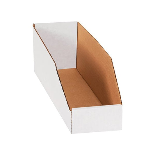 4 x 15 x 4-1/2'' White Bin Boxes, 50PK
