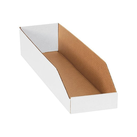 6 x 24 x 4-1/2'' White Bin Boxes, 50PK