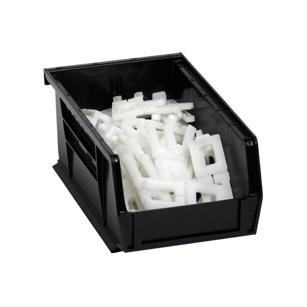 7-3/8 x 4 1/8 x 3'' Black Plastic Stack & Hang Bin Boxes, 24PK