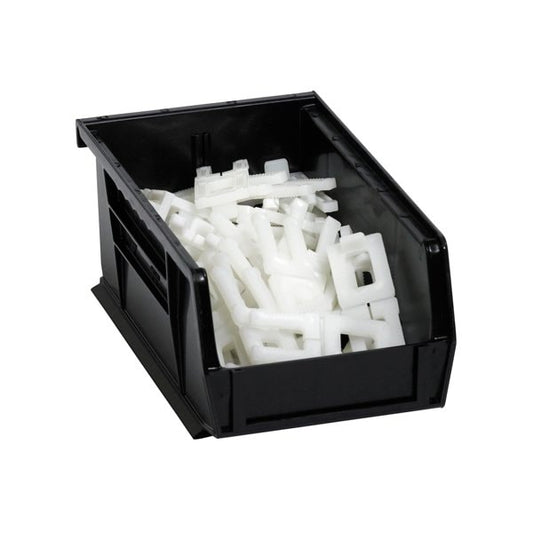 7-3/8 x 4 1/8 x 3'' Black Plastic Stack & Hang Bin Boxes, 24PK