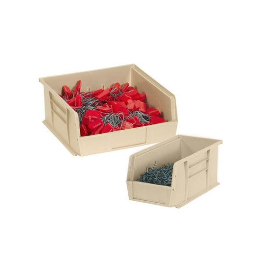 10 3/4 x 8 1/4 x 7 Ivory Plastic Stack & Hang Bin Boxes, 6PK