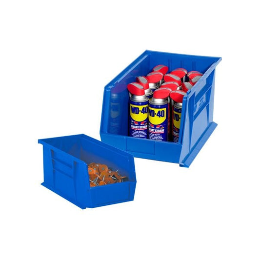10 3/4 x 8 1/4 x 7'' Blue Plastic Stack & Hang Bin Boxes, 6PK