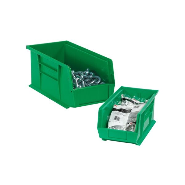 10-7/8 x 4 1/8 x 4'' Green Plastic Stack & Hang Bin Boxes, 12PK