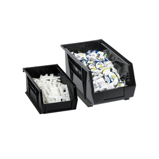 10 3/4 x 8 1/4 x 7'' Black Plastic Stack & Hang Bin Boxes, 6PK