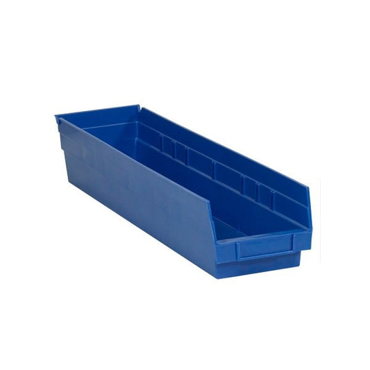 23 5/8 x 4 1/8 x 4'' Blue Plastic Shelf Bin Boxes, 16PK