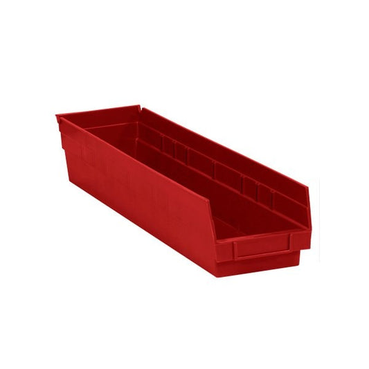 23 5/8 x 4 1/8 x 4'' Red Plastic Shelf Bin Boxes, 16PK