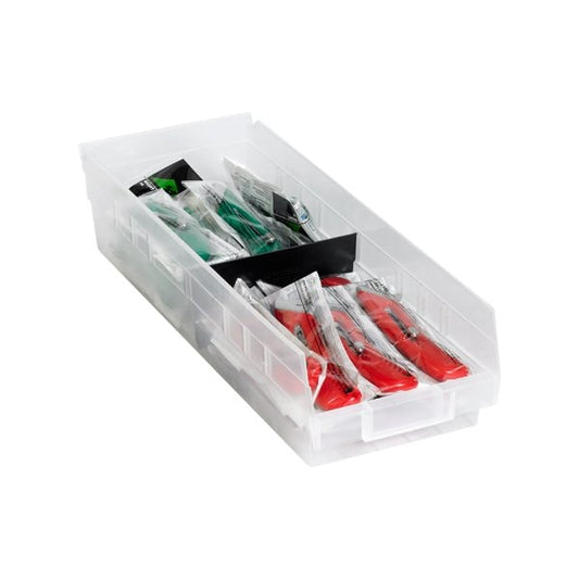 23 5/8 x 6 5/8 x 4'' Clear Plastic Shelf Bin Boxes, 8PK