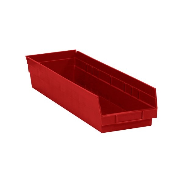 23 5/8 x 6 5/8 x 4'' Red Plastic Shelf Bin Boxes, 8PK