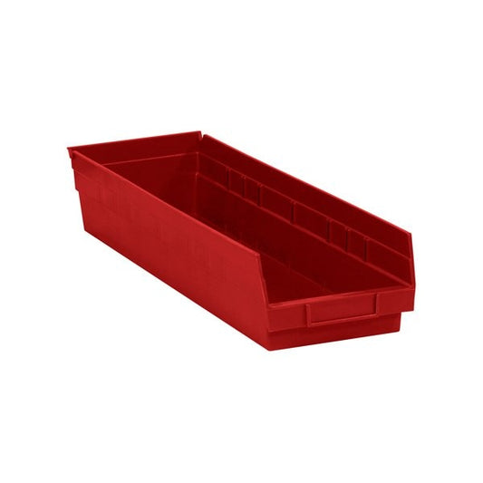 23 5/8 x 6 5/8 x 4'' Red Plastic Shelf Bin Boxes, 8PK