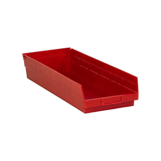 23 5/8 x 8-3/8 4'' Red Plastic Shelf Bin Boxes, 6PK
