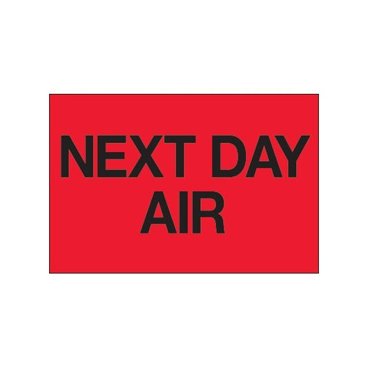 2 x 3'' - ''Next Day Air'' Fluorescent Red Labels