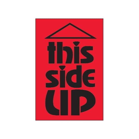 2 x 3'' - ''This Side Up'' Fluorescent Red Labels