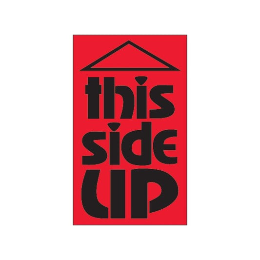 3 x 5'' - ''This Side Up'' Fluorescent Red Labels
