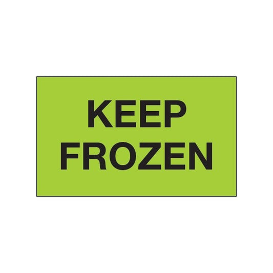 3 x 5'' - ''Keep Frozen'' Fluorescent Green Labels