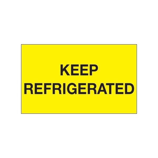 3 x 5'' - ''Keep Refrigerated'' Fluorescent Yellow Labels