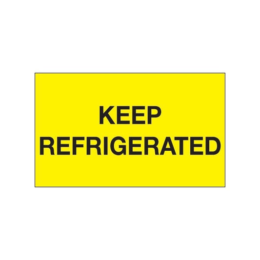 3 x 5'' - ''Keep Refrigerated'' Fluorescent Yellow Labels