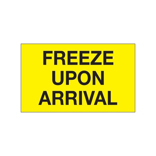 3 x 5'' - ''Freeze Upon Arrival'' Fluorescent Yellow Labels