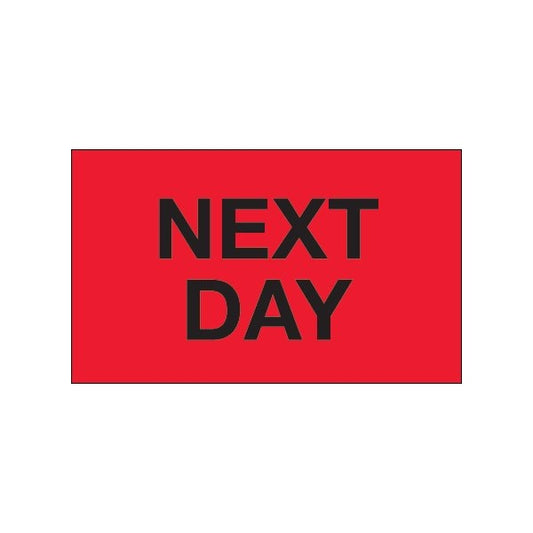 3 x 5'' - ''Next Day'' Fluorescent Red Labels