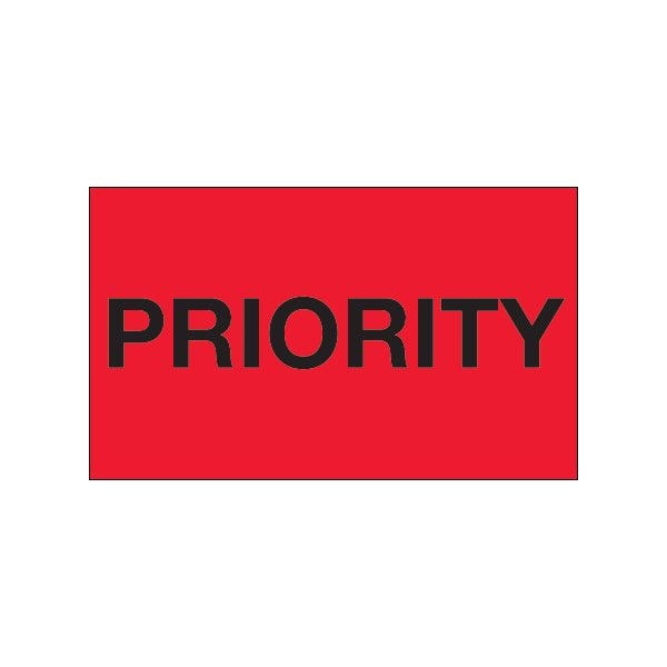 3 x 5'' - ''Priority'' Fluorescent Red Labels