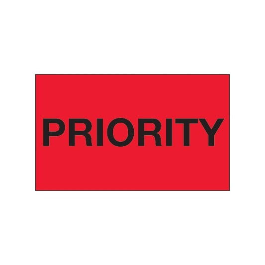 3 x 5'' - ''Priority'' Fluorescent Red Labels