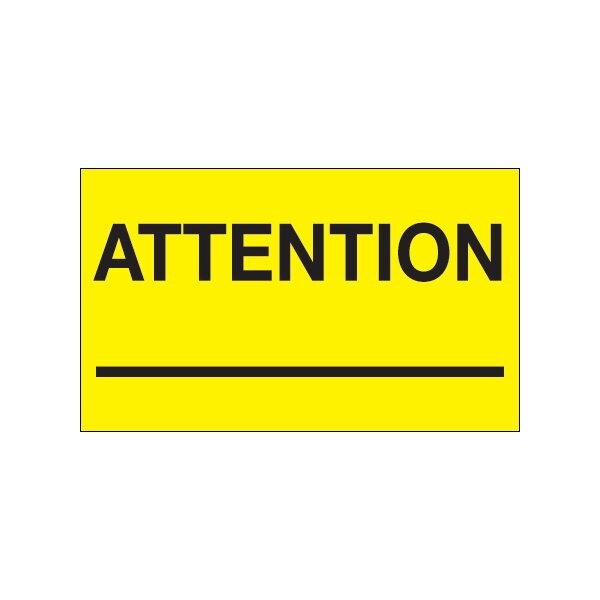 3 x 5'' - ''Attention ___'' Fluorescent Yellow Labels