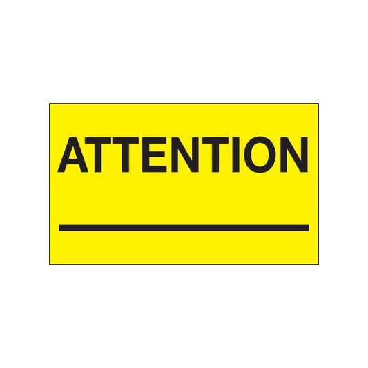 3 x 5'' - ''Attention ___'' Fluorescent Yellow Labels
