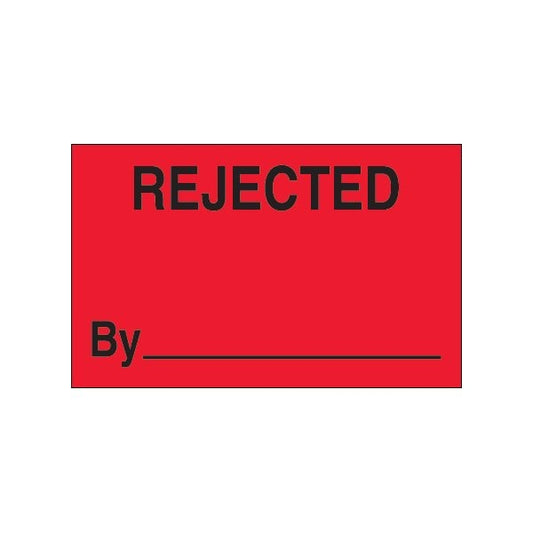 1 1/4 x 2'' - ''Rejected By'' Fluorescent Red Labels