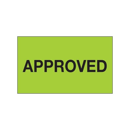 3 x 5'' - ''Approved'' Fluorescent Green Labels