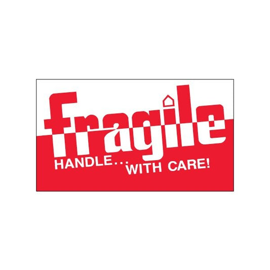 3 x 5'' - ''Fragile - Handle With Care'' Labels, Style 3, 500PK