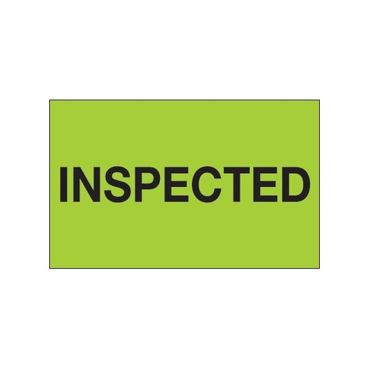 1 1/4 x 2'' - ''Inspected'' Fluorescent Green Labels