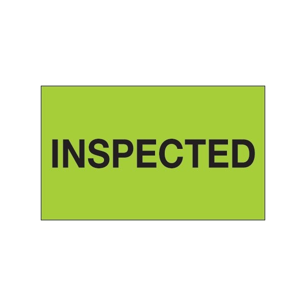 3 x 5'' - ''Inspected'' Fluorescent Green Labels