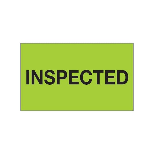 3 x 5'' - ''Inspected'' Fluorescent Green Labels