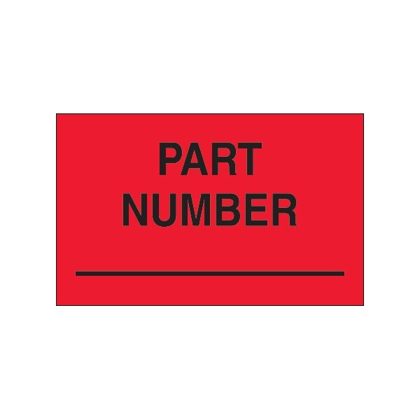 1 1/4 x 2'' - ''Part Number'' Fluorescent Red Labels