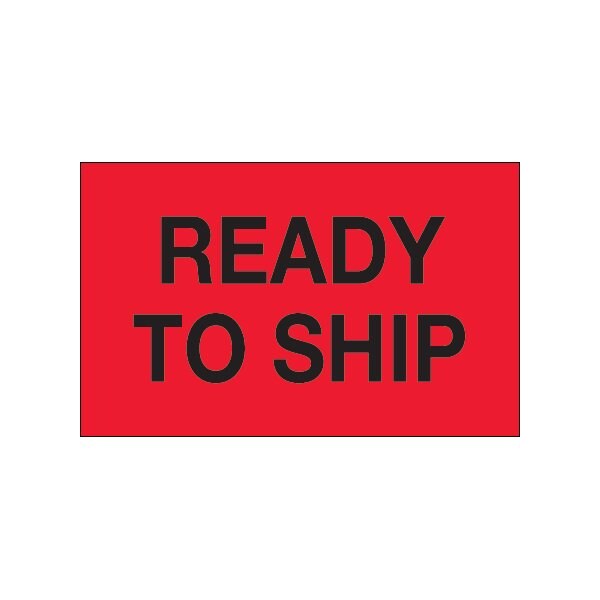 1 1/4 x 2'' - ''Ready To Ship'' Fluorescent Red Labels