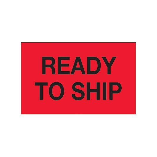 1 1/4 x 2'' - ''Ready To Ship'' Fluorescent Red Labels