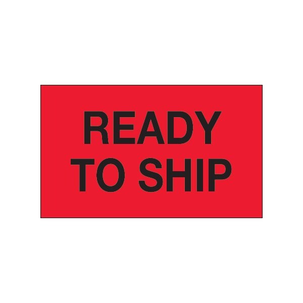 3 x 5'' - ''Ready To Ship'' Fluorescent Red Labels